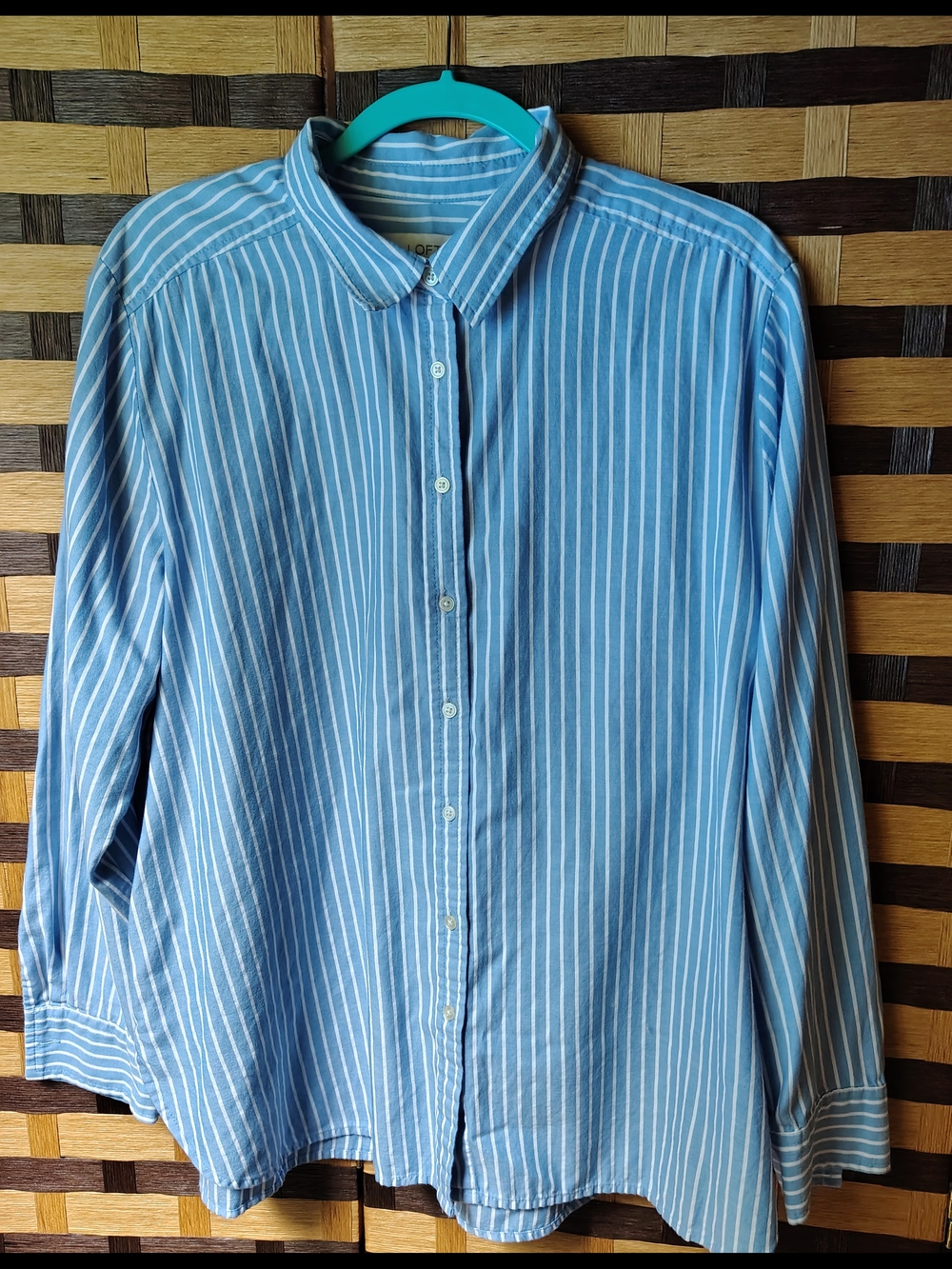 Loft blue striped button down shirt